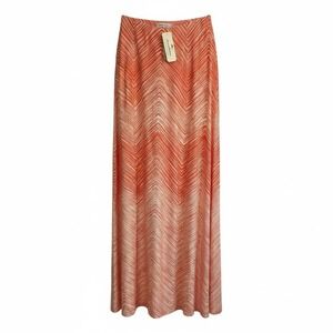 Tommy Bahama Shelter Cove Maxi Skirt Coral Chevron Print Medium 8-10 NWT